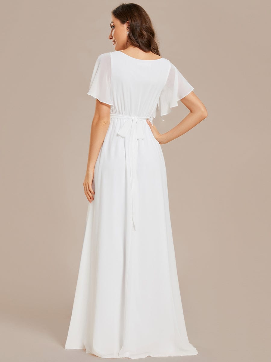 ever LEORA|A-Line Pleated Chiffon Tie-Waist Bridesmaid Dress