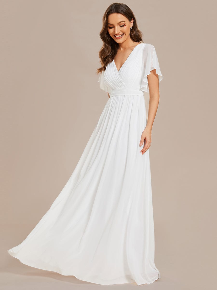 ever LEORA|A-Line Pleated Chiffon Tie-Waist Bridesmaid Dress