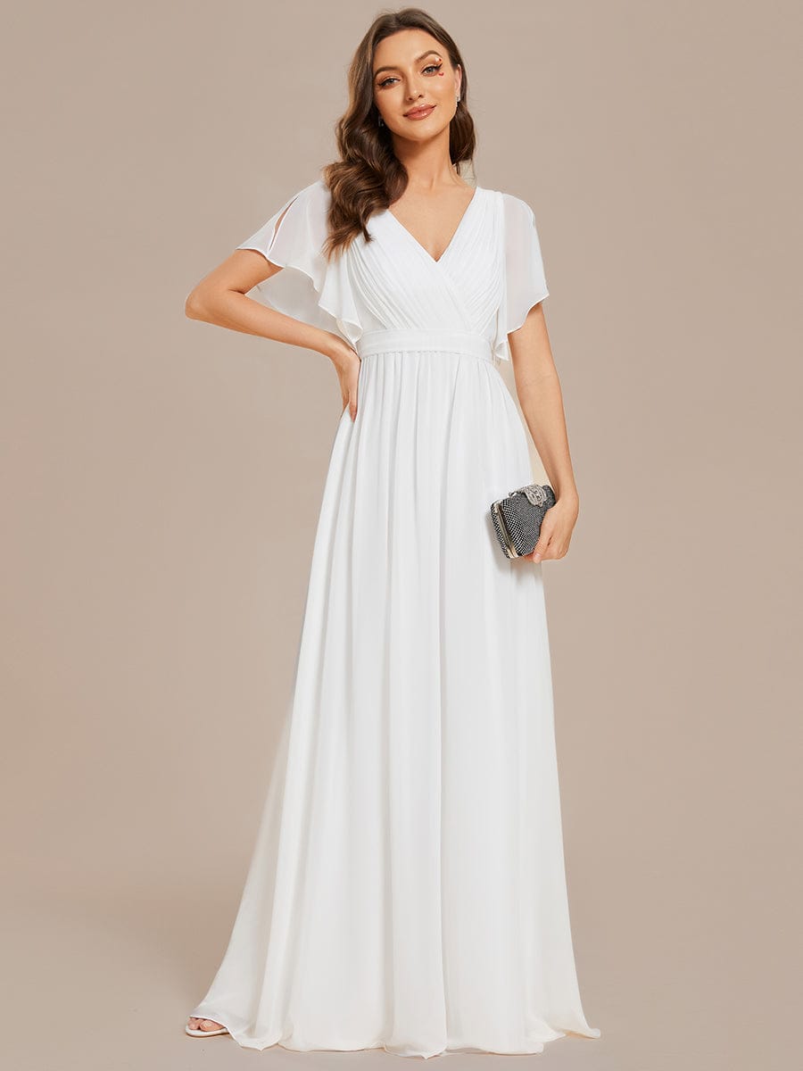 ever LEORA|A-Line Pleated Chiffon Tie-Waist Bridesmaid Dress