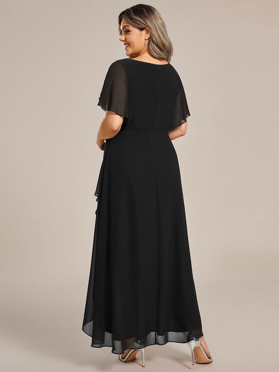 ever LILAS|Waist Applique A-Line Chiffon V-Neck Wedding Guest Dress