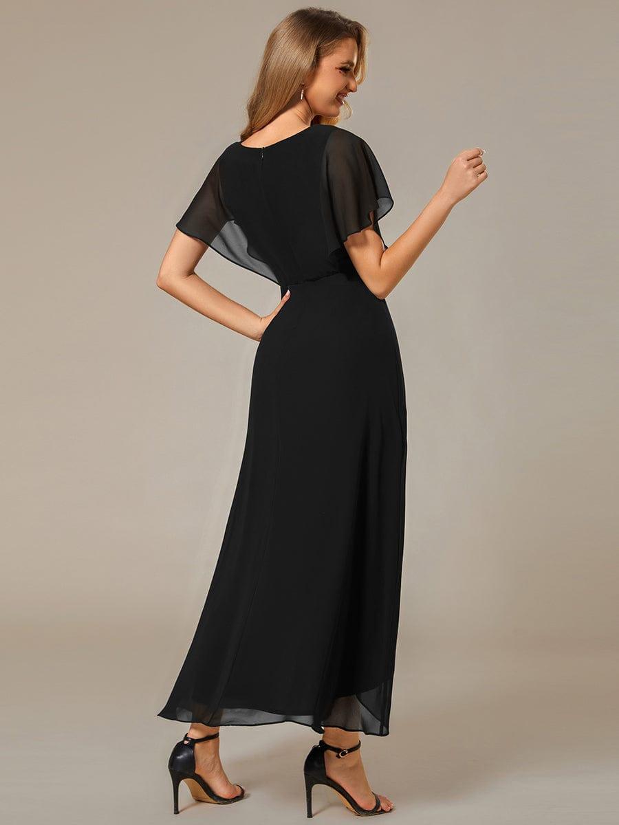 ever LILAS|Waist Applique A-Line Chiffon V-Neck Wedding Guest Dress