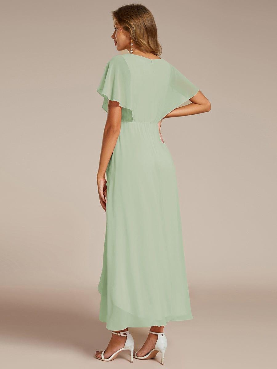 ever LILAS|Waist Applique A-Line Chiffon V-Neck Wedding Guest Dress