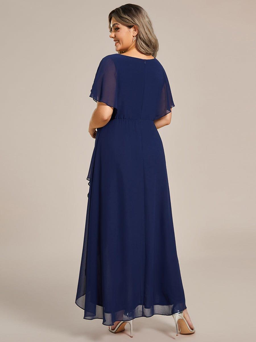 ever LILAS|Waist Applique A-Line Chiffon V-Neck Wedding Guest Dress