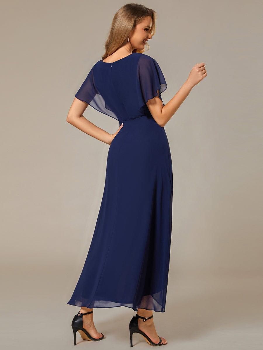 ever LILAS|Waist Applique A-Line Chiffon V-Neck Wedding Guest Dress