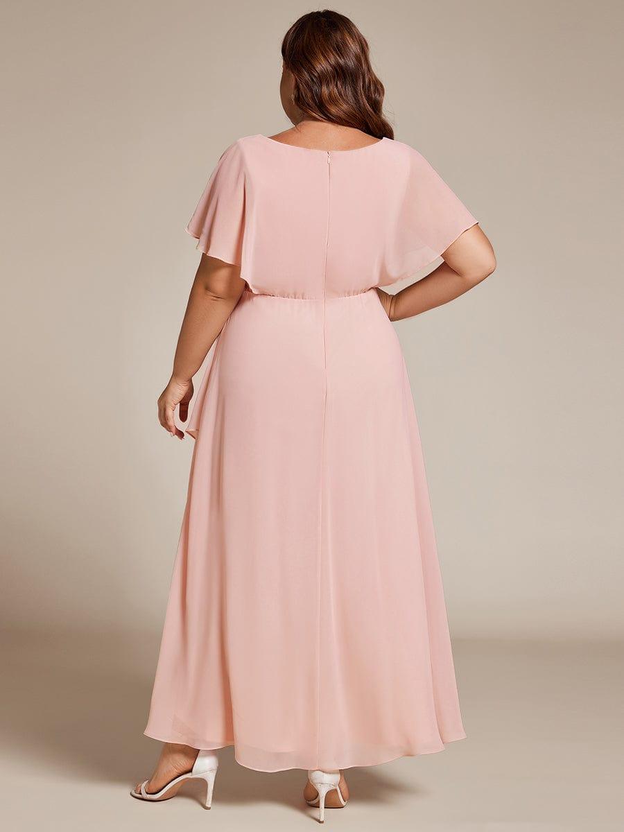 ever LILAS|Waist Applique A-Line Chiffon V-Neck Wedding Guest Dress