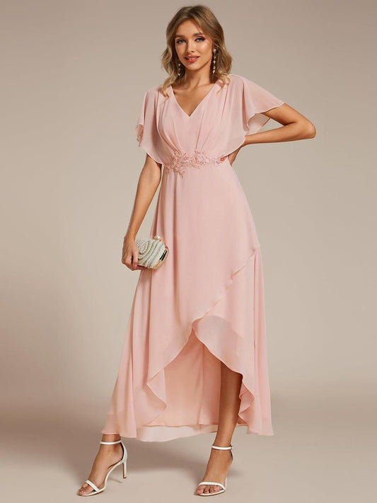 ever LILAS|Waist Applique A-Line Chiffon V-Neck Evening Dress(Final Sale)