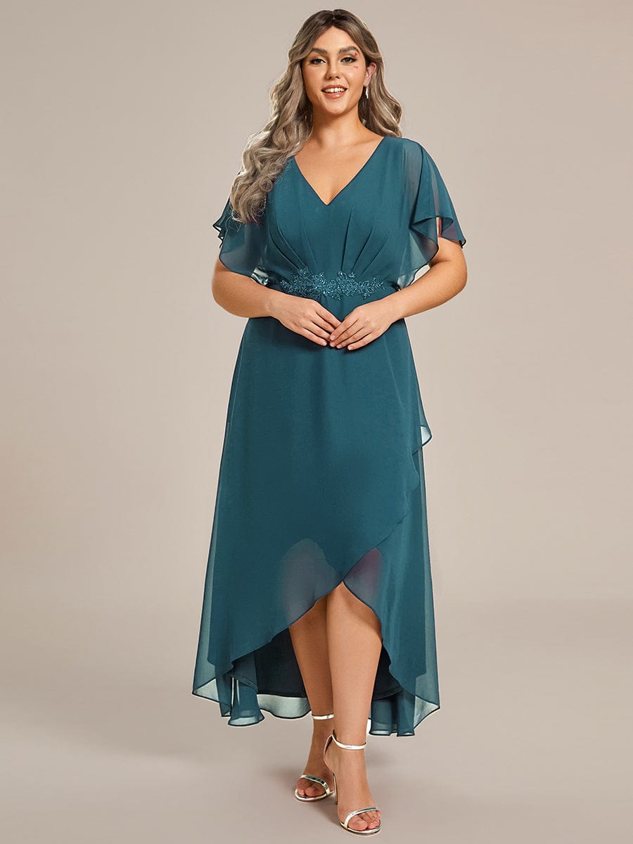 ever LILAS|Waist Applique A-Line Chiffon V-Neck Evening Dress(Final Sale)