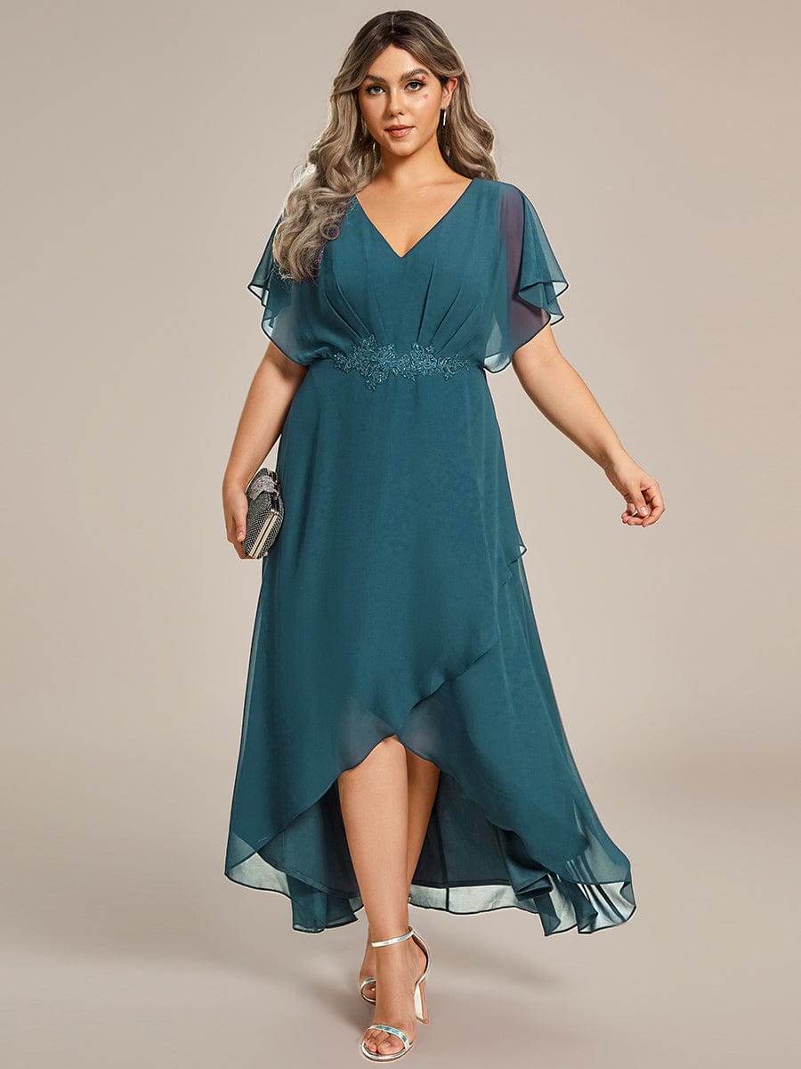 ever LILAS|Waist Applique A-Line Chiffon V-Neck Evening Dress(Final Sale)