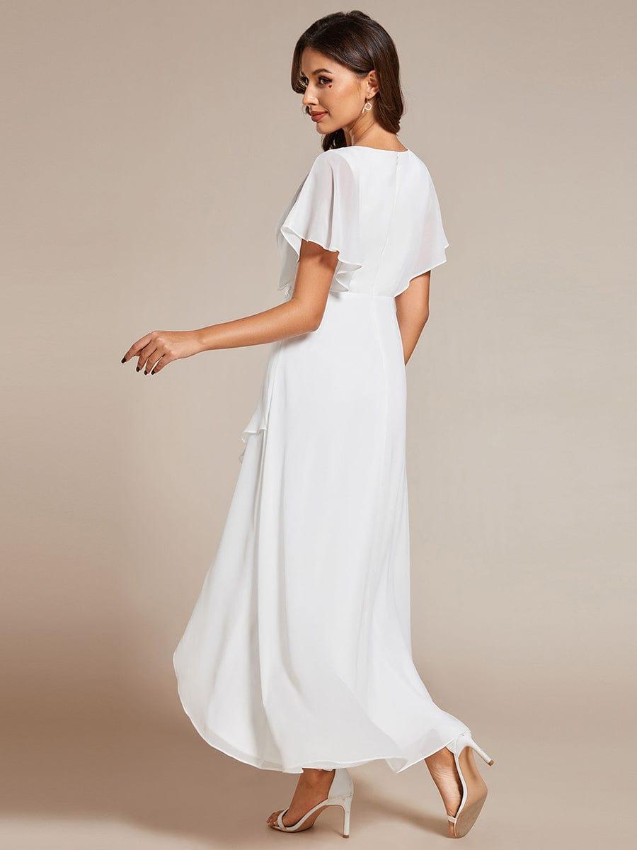 ever LILAS|Waist Applique A-Line Chiffon V-Neck Wedding Guest Dress