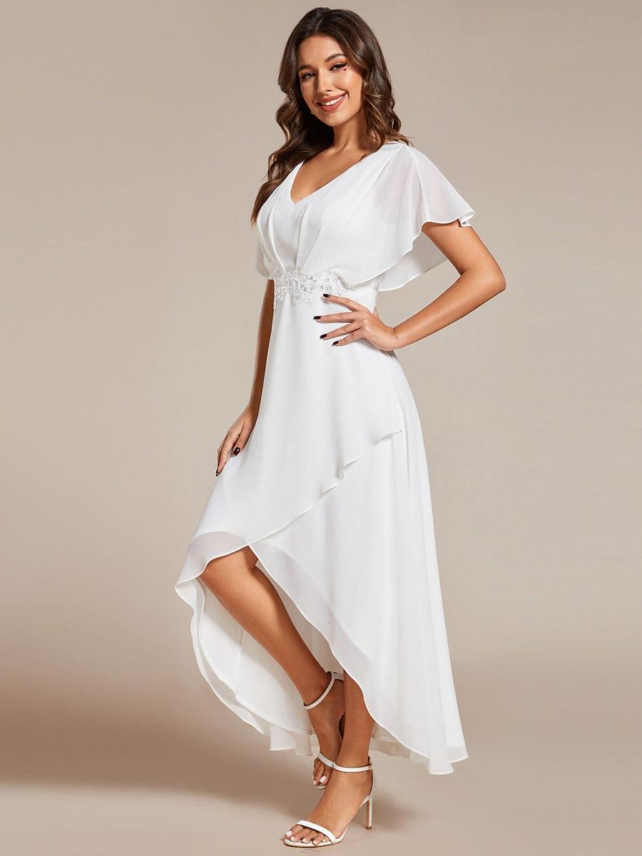 ever LILAS|Waist Applique A-Line Chiffon V-Neck Wedding Guest Dress