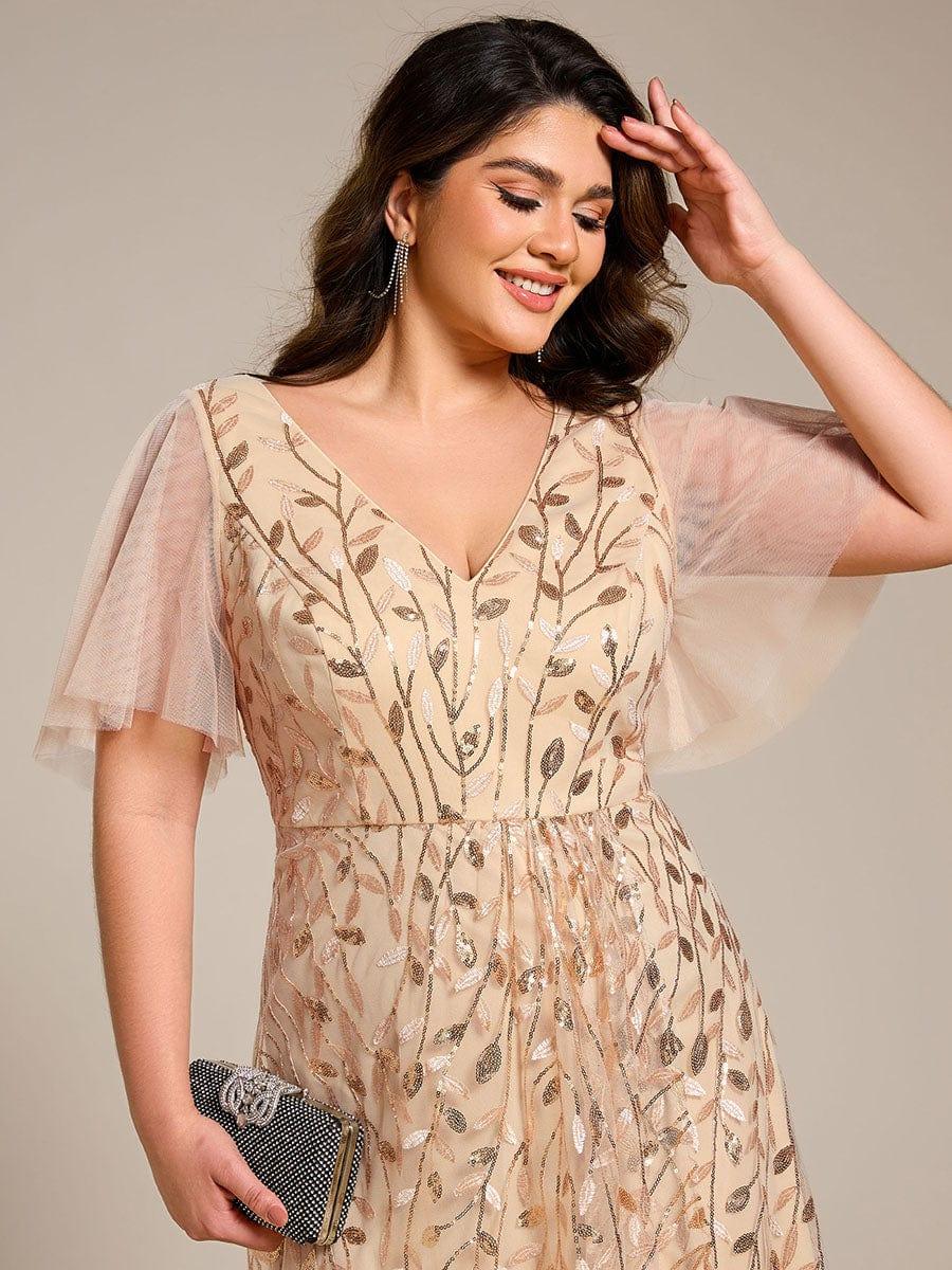 ever ALIX|V-Neck High Slit Sequined Wedding Guest Dresses