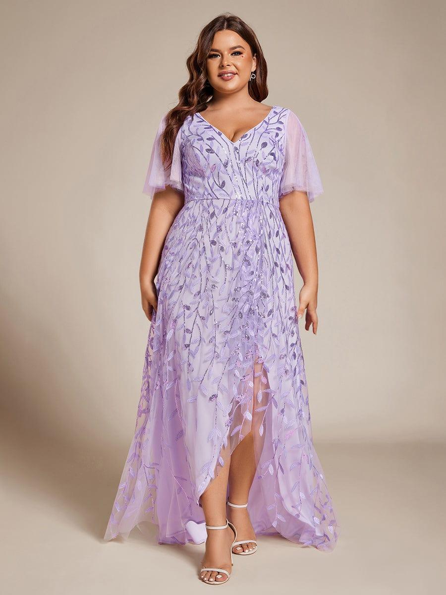 ever ALIX|V-Neck High Slit Sequined Wedding Guest Dresses