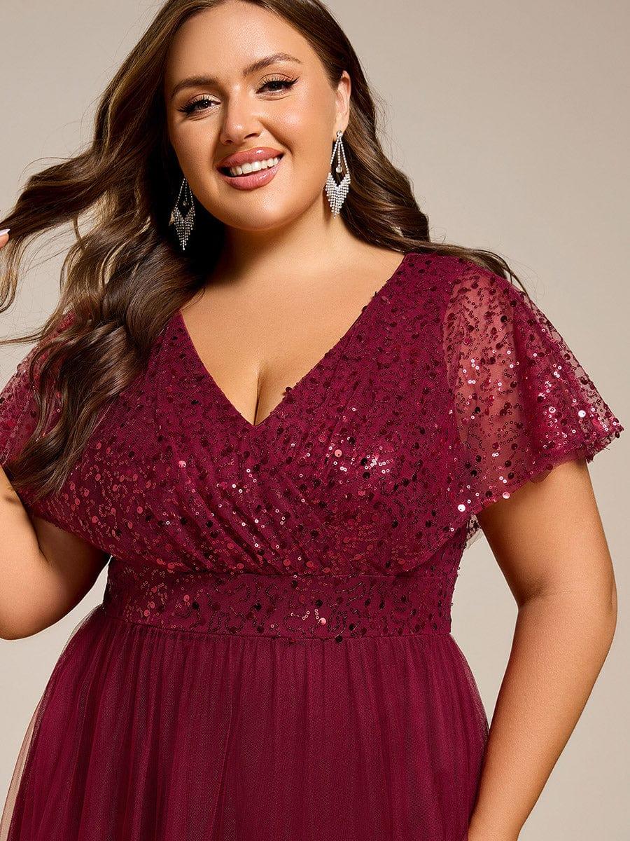ever NAVEYA|A-Line Short Sleeve Tulle Evening Dress with Sequin Embellishments (Final Sale)