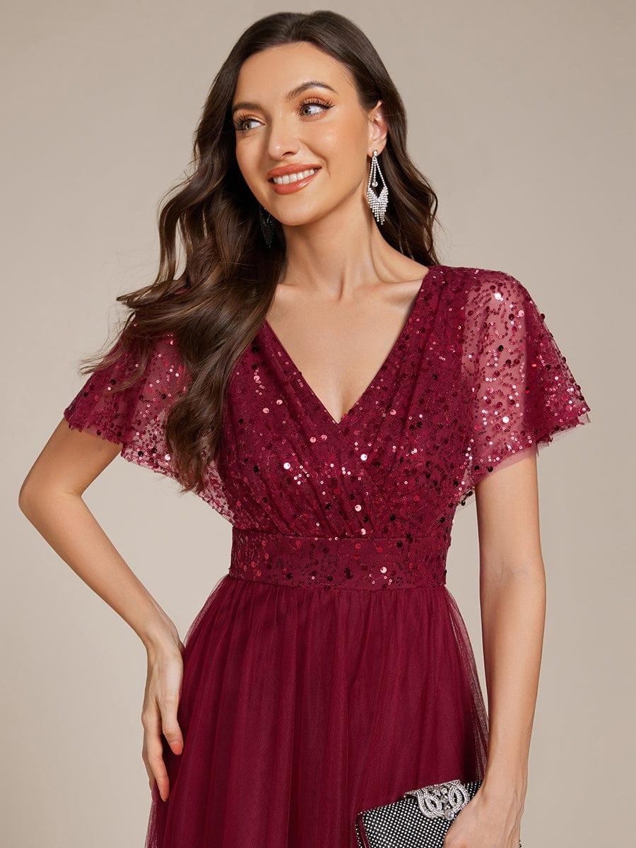 ever NAVEYA|A-Line Short Sleeve Tulle Evening Dress with Sequin Embellishments (Final Sale)