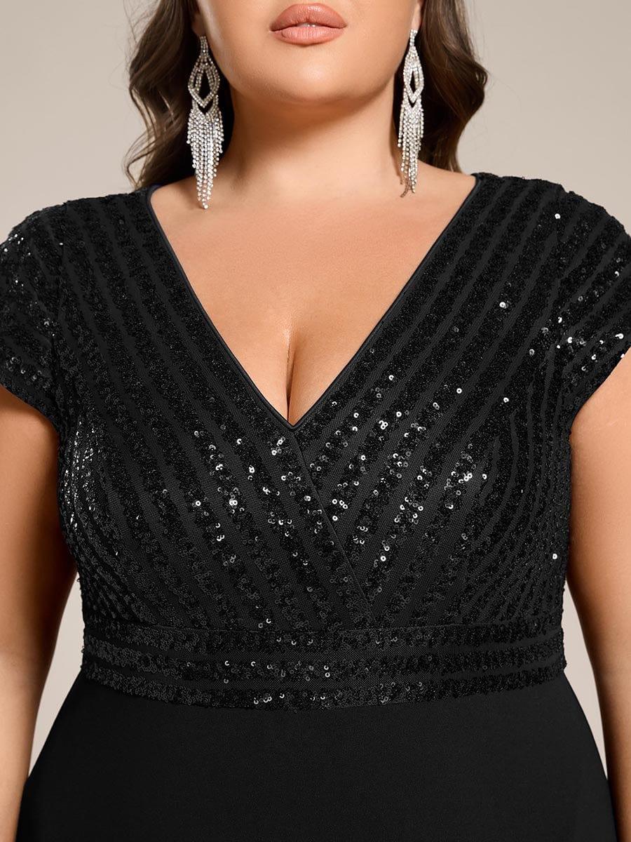 ever BAYLOR|Short Sleeve Sequin Asymmetrical Midi Evening Dress