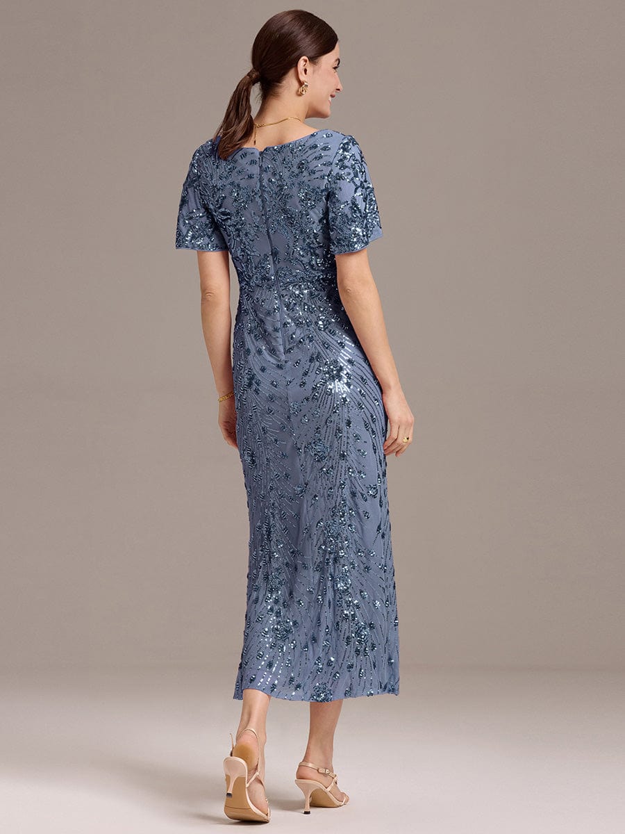 ever PALMER|Sequin Ruffle Sleeve Evening Dress
