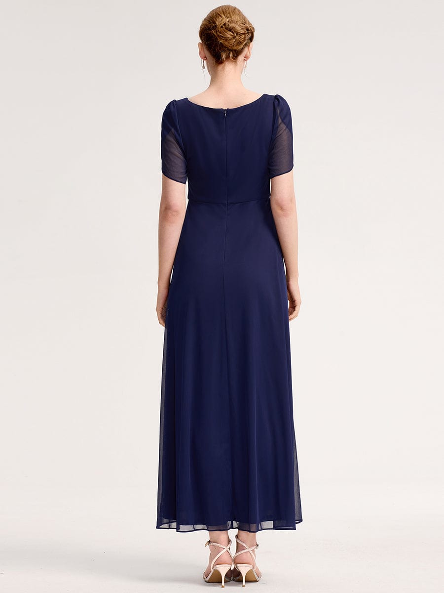 ever NOAH|Rhinestone Embellished Chiffon Ruffle Sleeve Mother of the Bride Dress (Final Sale)