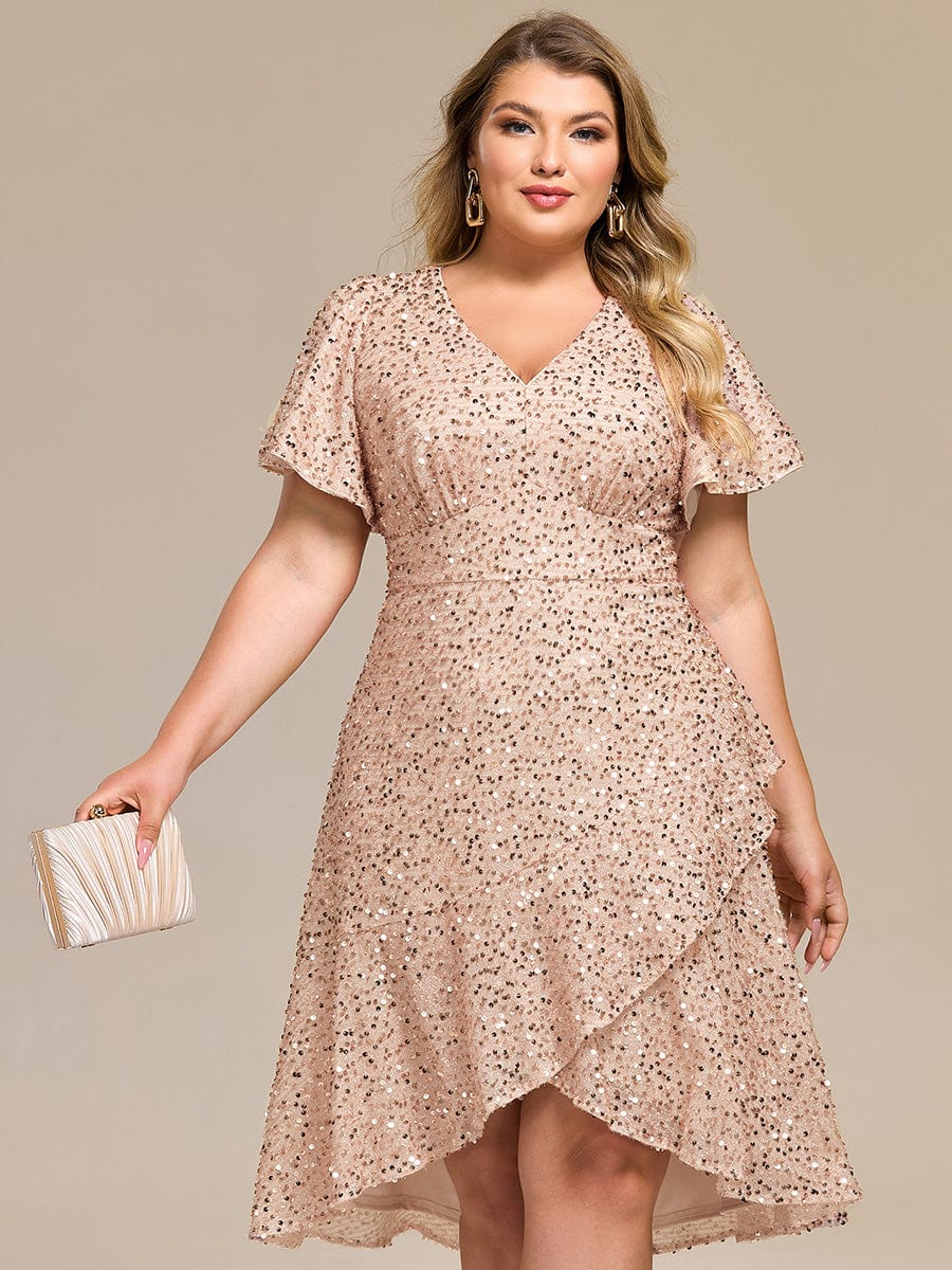 ever CALISTEA|Sequin Ruffles Sleeve Midi Evening Dress