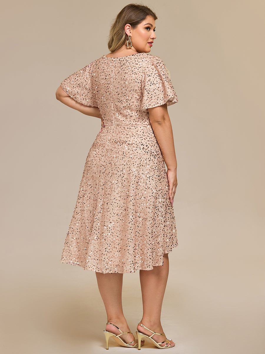 ever CALISTEA|Sequin Ruffles Sleeve Midi Evening Dress