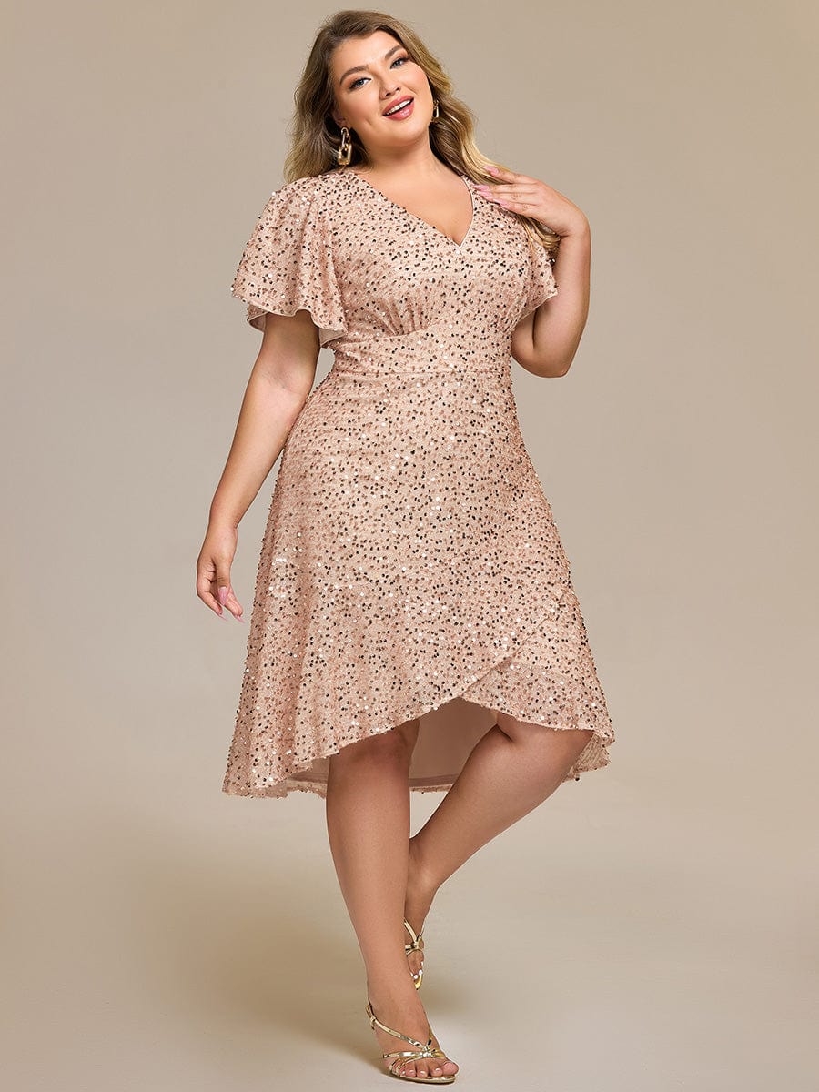 ever CALISTEA|Sequin Ruffles Sleeve Midi Evening Dress