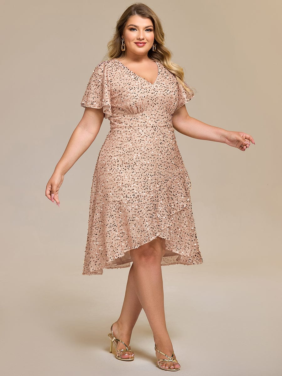 ever CALISTEA|Sequin Ruffles Sleeve Midi Evening Dress