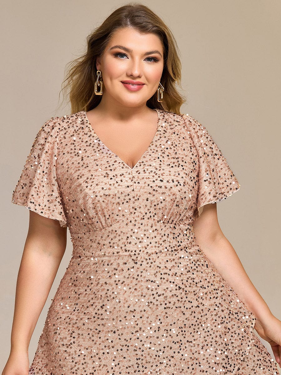ever CALISTEA|Sequin Ruffles Sleeve Midi Evening Dress