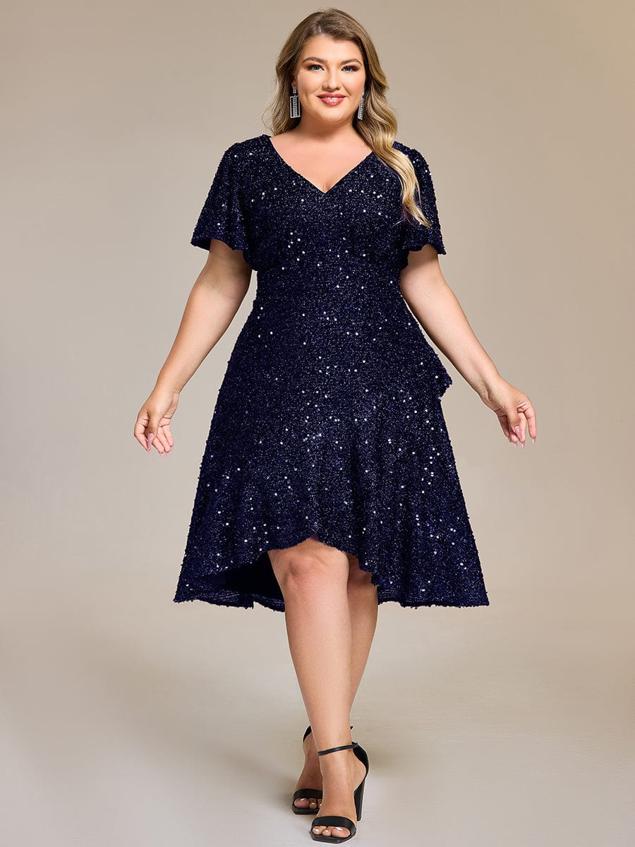 ever CALISTEA|Sequin Ruffles Sleeve Midi Evening Dress