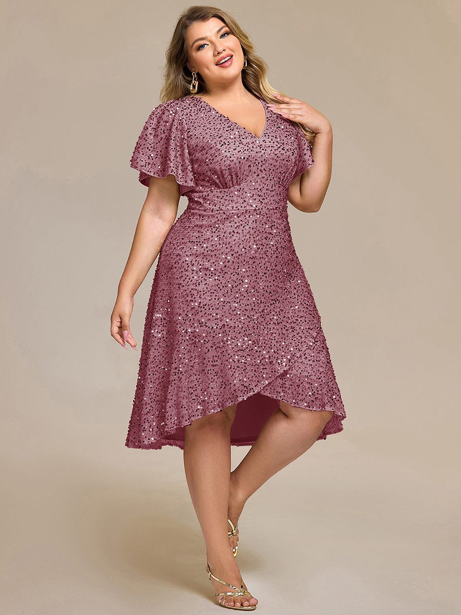 ever CALISTEA|Sequin Ruffles Sleeve Midi Evening Dress