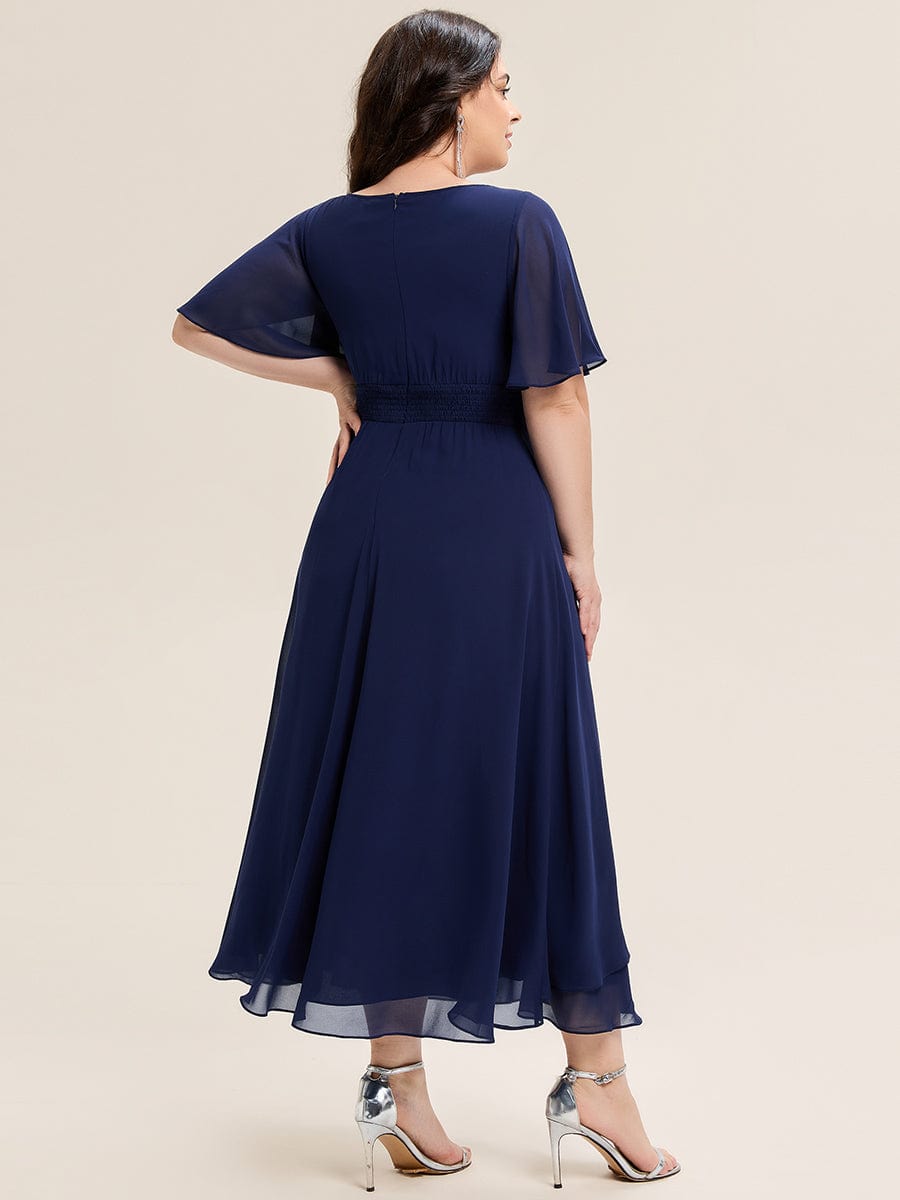 ever LILOU|Rhinestone Embellished Chiffon Ruffle Sleeve Mother of the Bride Dress
