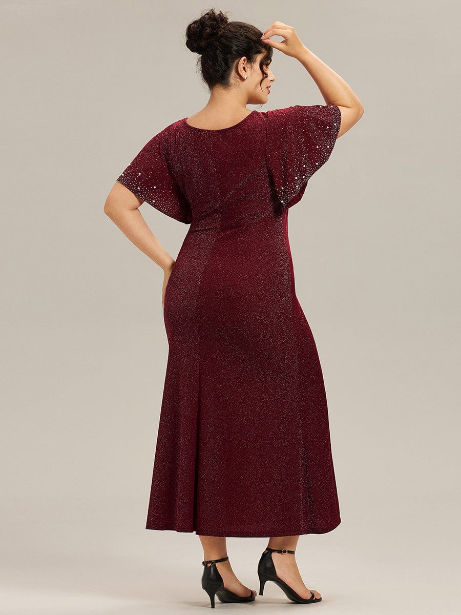 ever FATE|Plus Size Beaded Knit Evening Dress