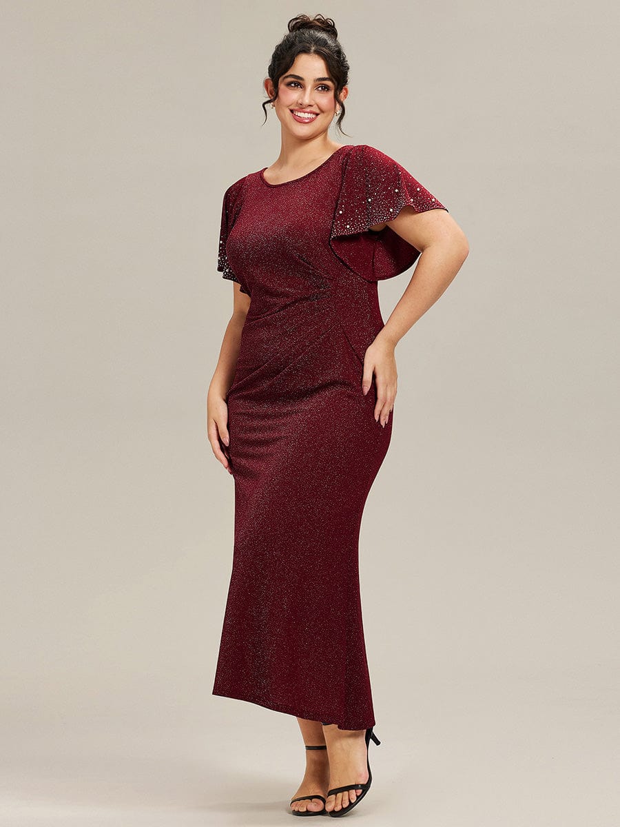 ever FATE|Plus Size Beaded Knit Evening Dress