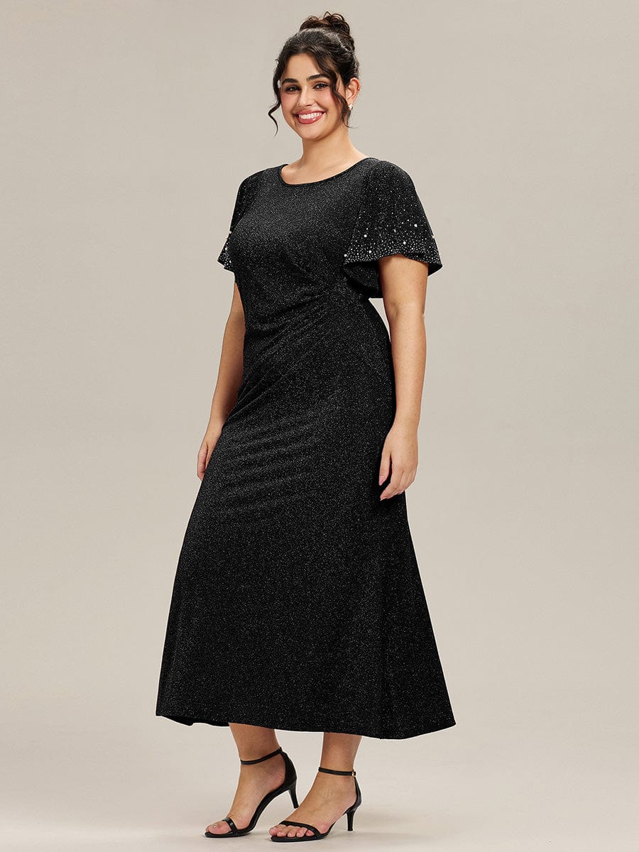 ever FATE|Plus Size Beaded Knit Evening Dress