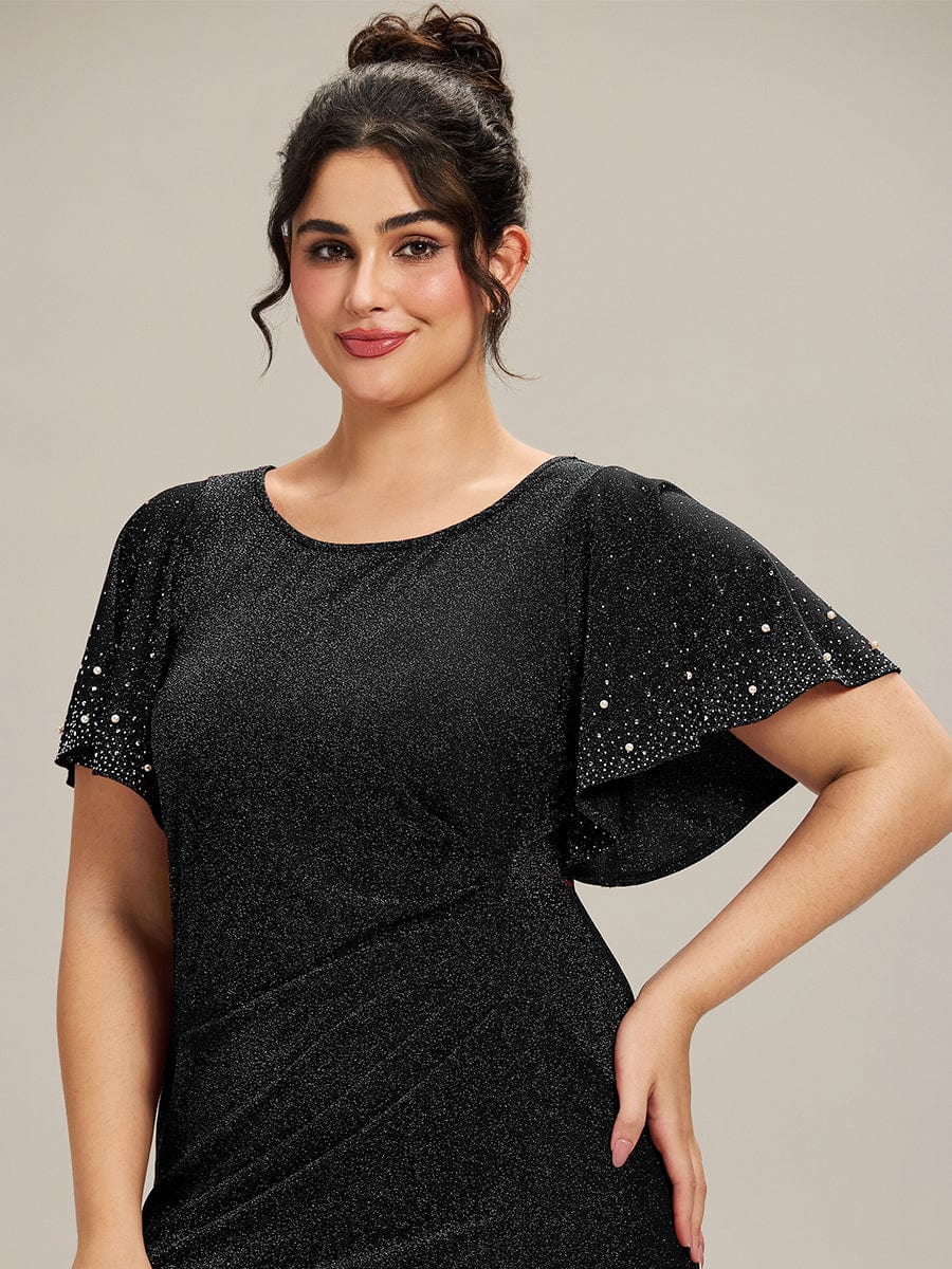 ever FATE|Plus Size Beaded Knit Evening Dress