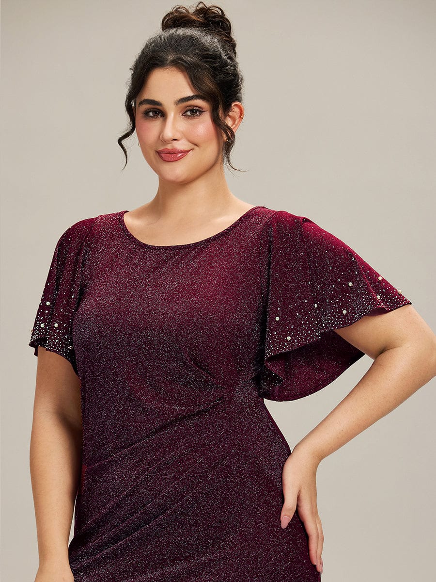 ever FATE|Plus Size Beaded Knit Evening Dress