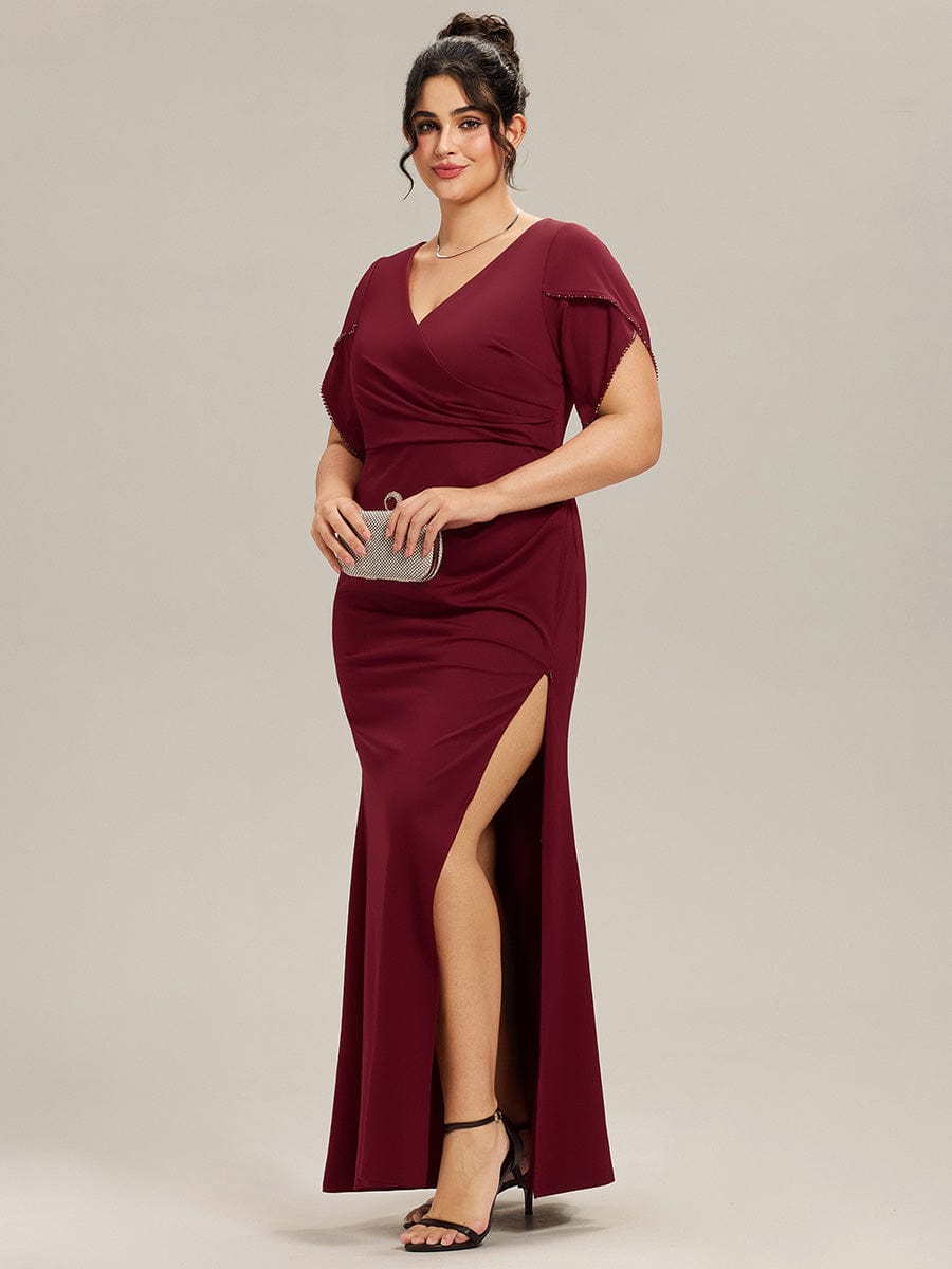 ever EZRA|Thigh-High Slit Tulip Sleeve Evening Dress