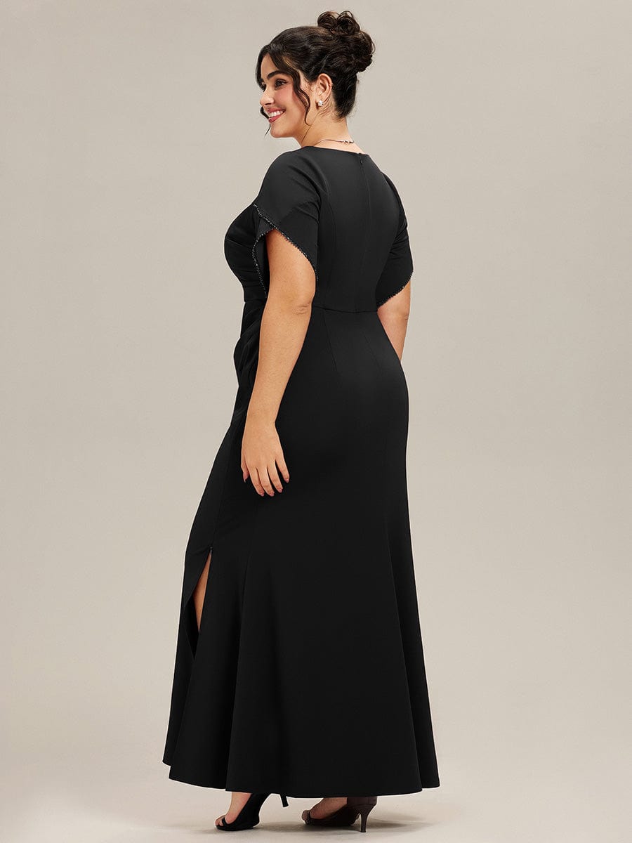 ever EZRA|Thigh-High Slit Tulip Sleeve Evening Dress