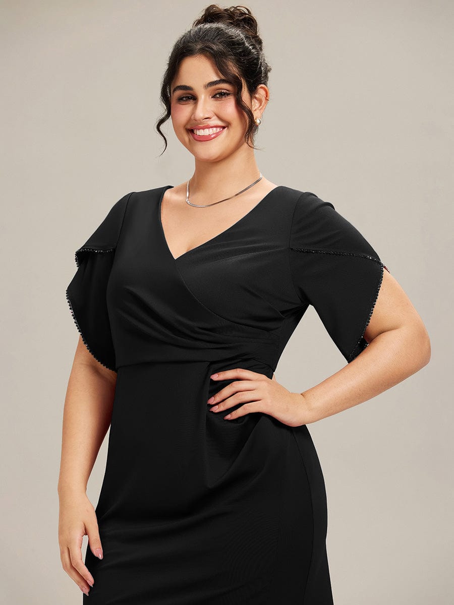 ever EZRA|Thigh-High Slit Tulip Sleeve Evening Dress