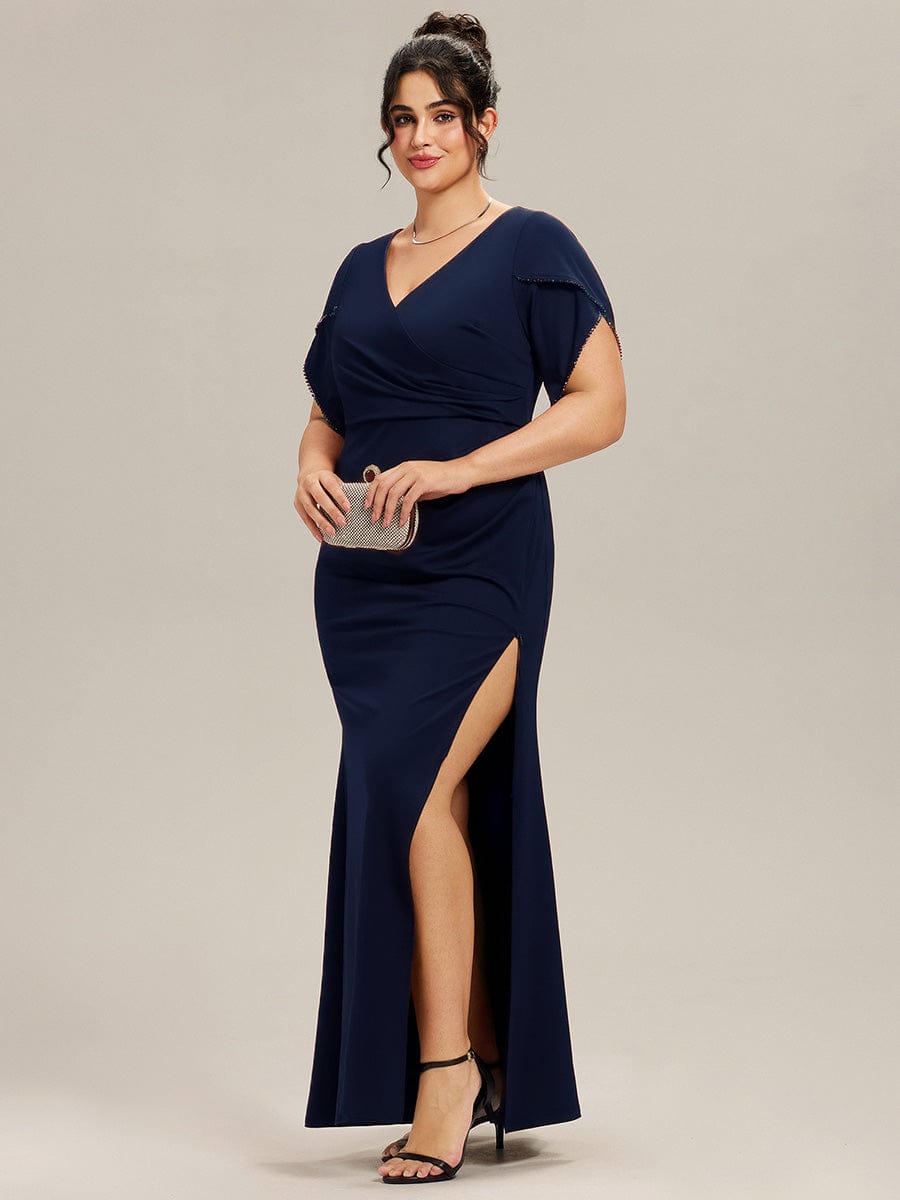 ever EZRA|Thigh-High Slit Tulip Sleeve Evening Dress