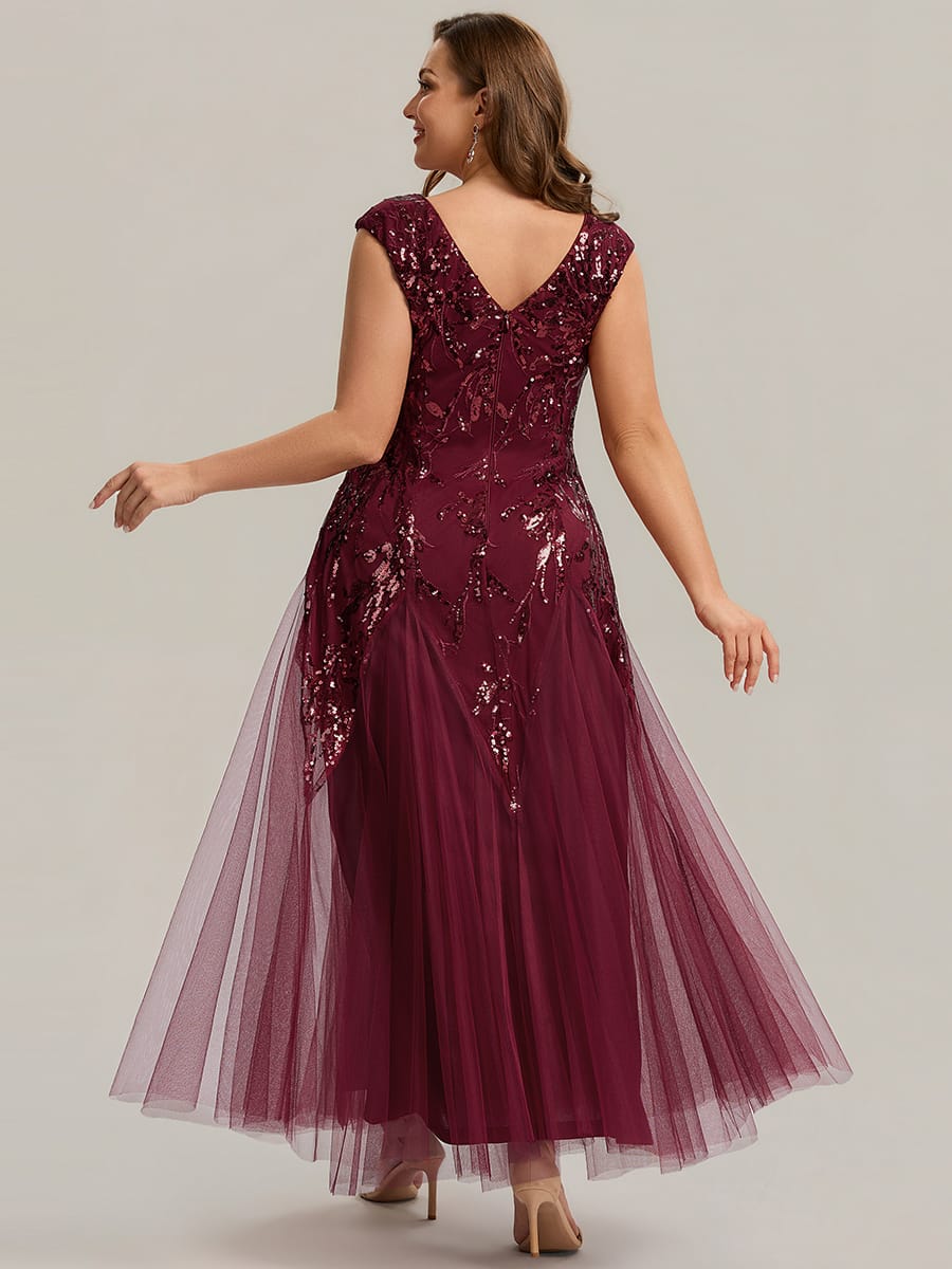 ever FREYA| Floral Sequin A Line Maxi Evening Dress with V-Neck