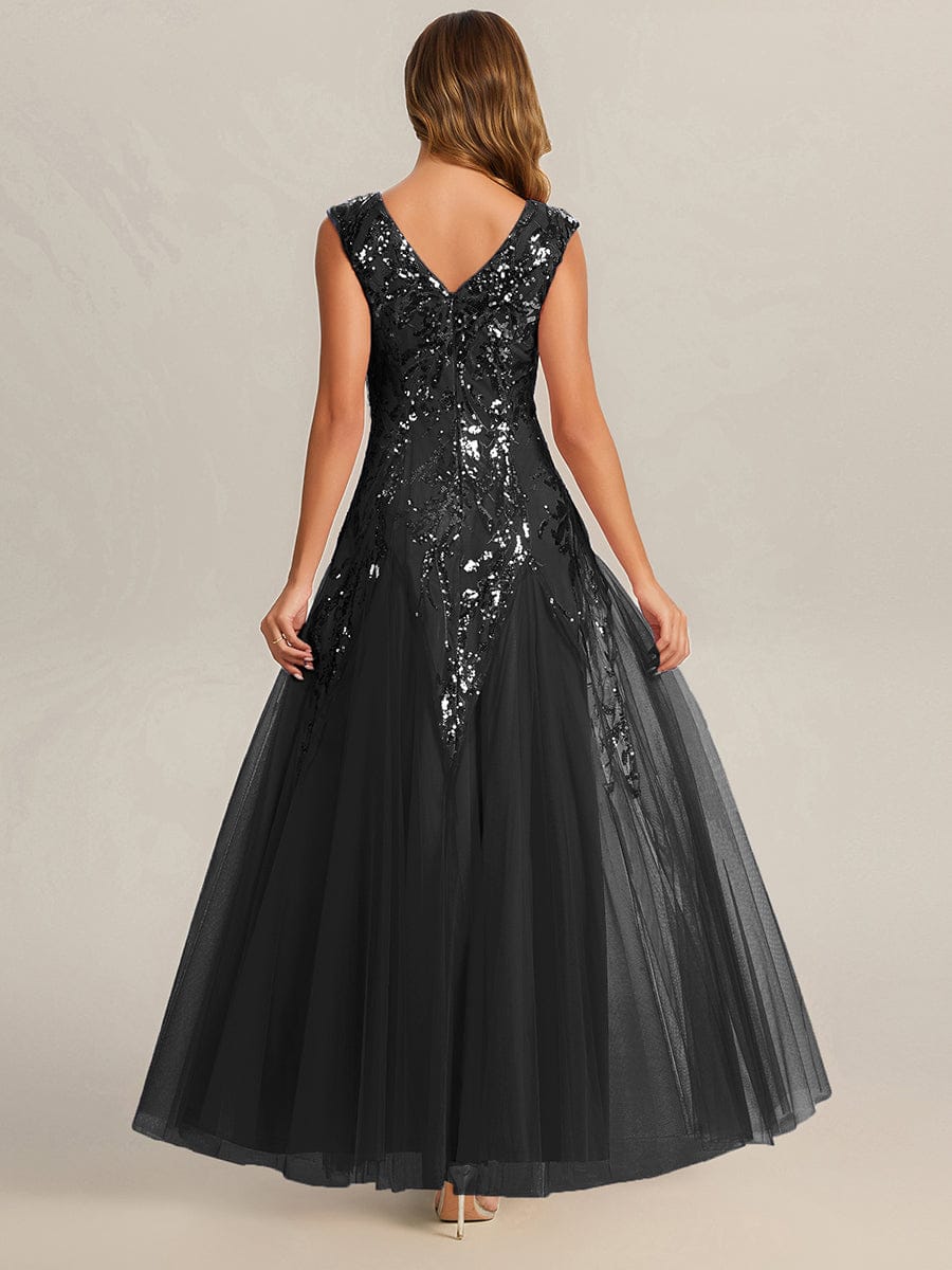 ever FREYA| Floral Sequin A Line Maxi Mother of the Bride Dress with V-Neck