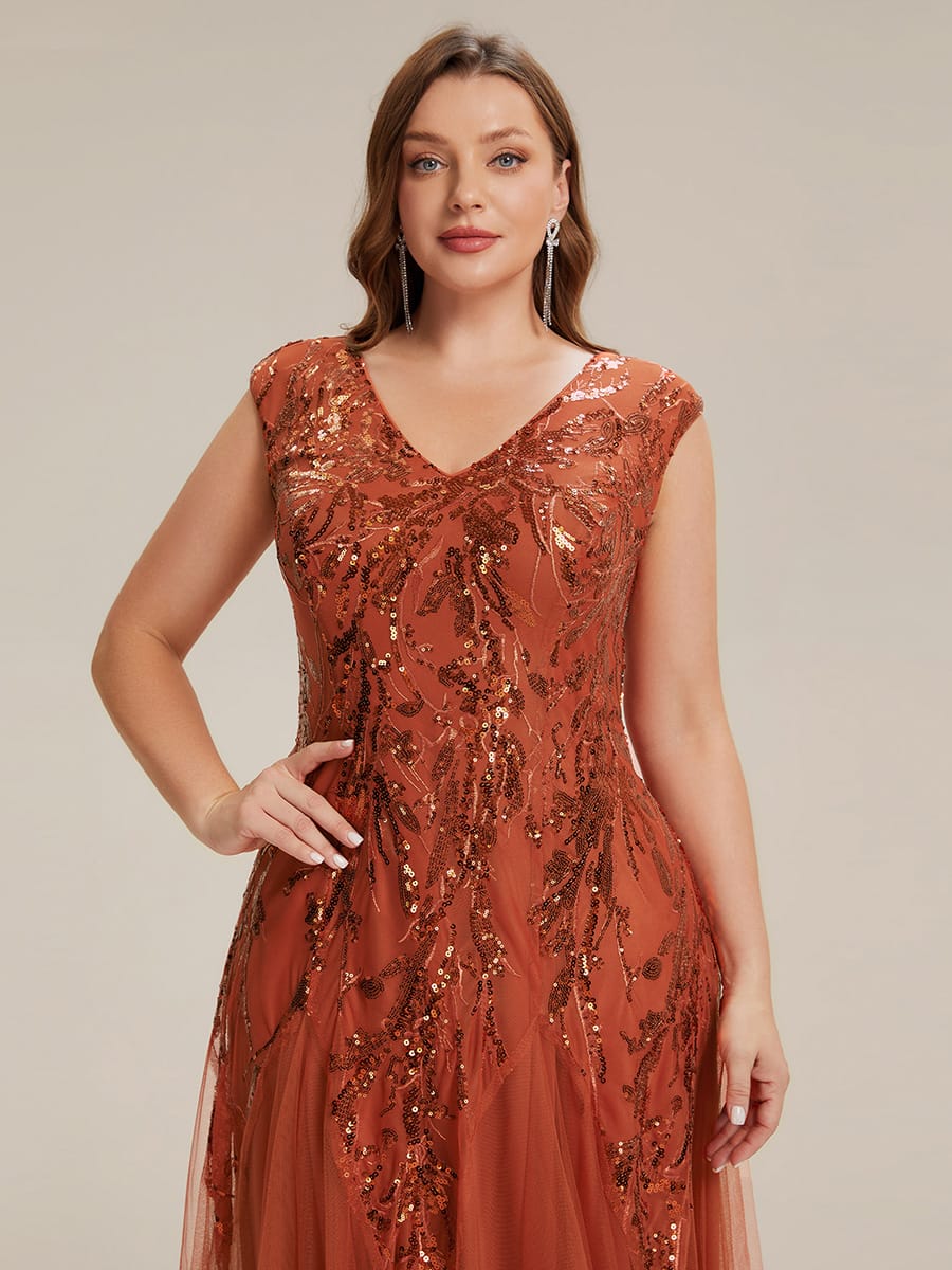 ever FREYA| Floral Sequin A Line Maxi Mother of the Bride Dress with V-Neck