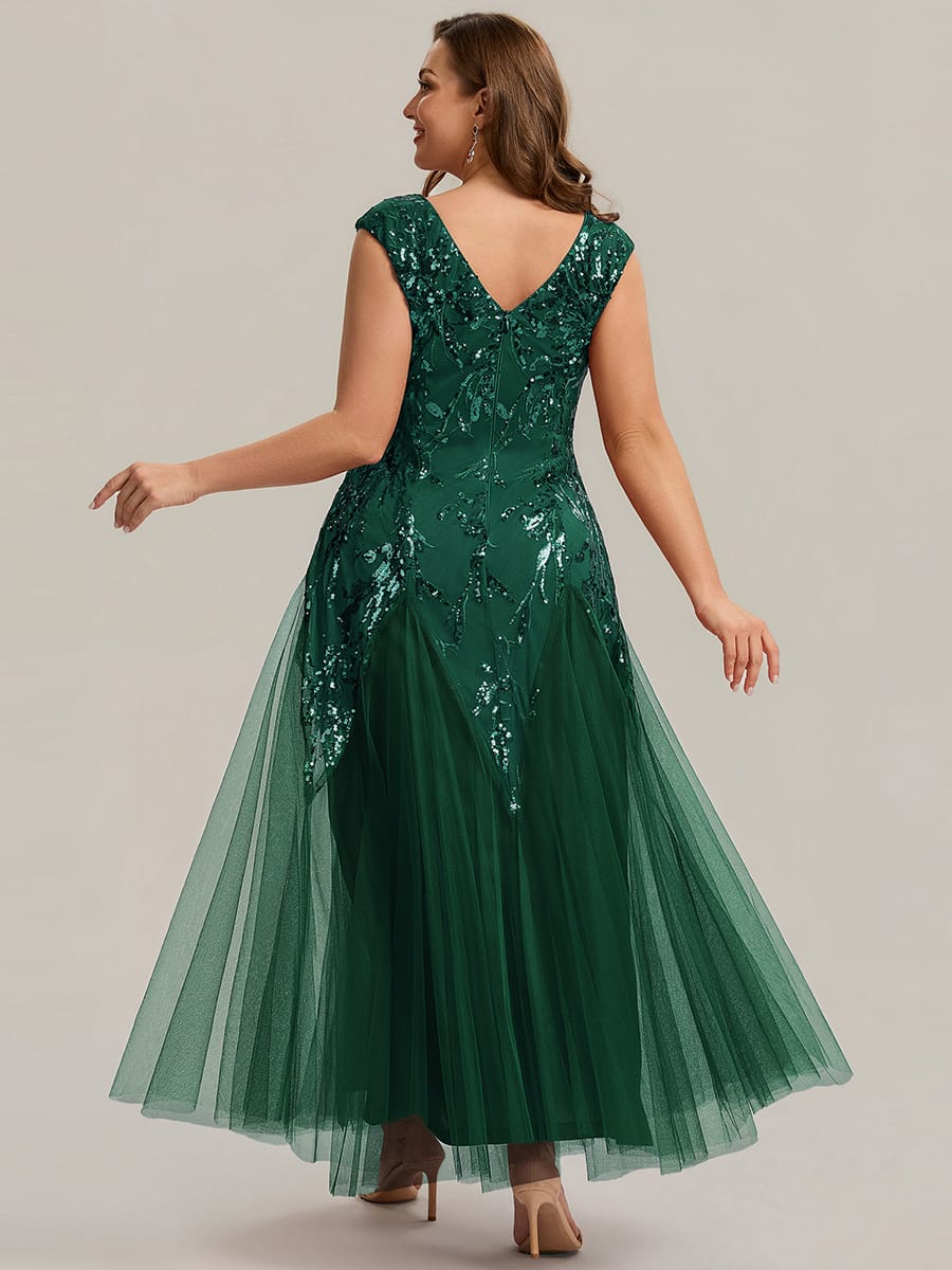 ever FREYA| Floral Sequin A Line Maxi Mother of the Bride Dress with V-Neck