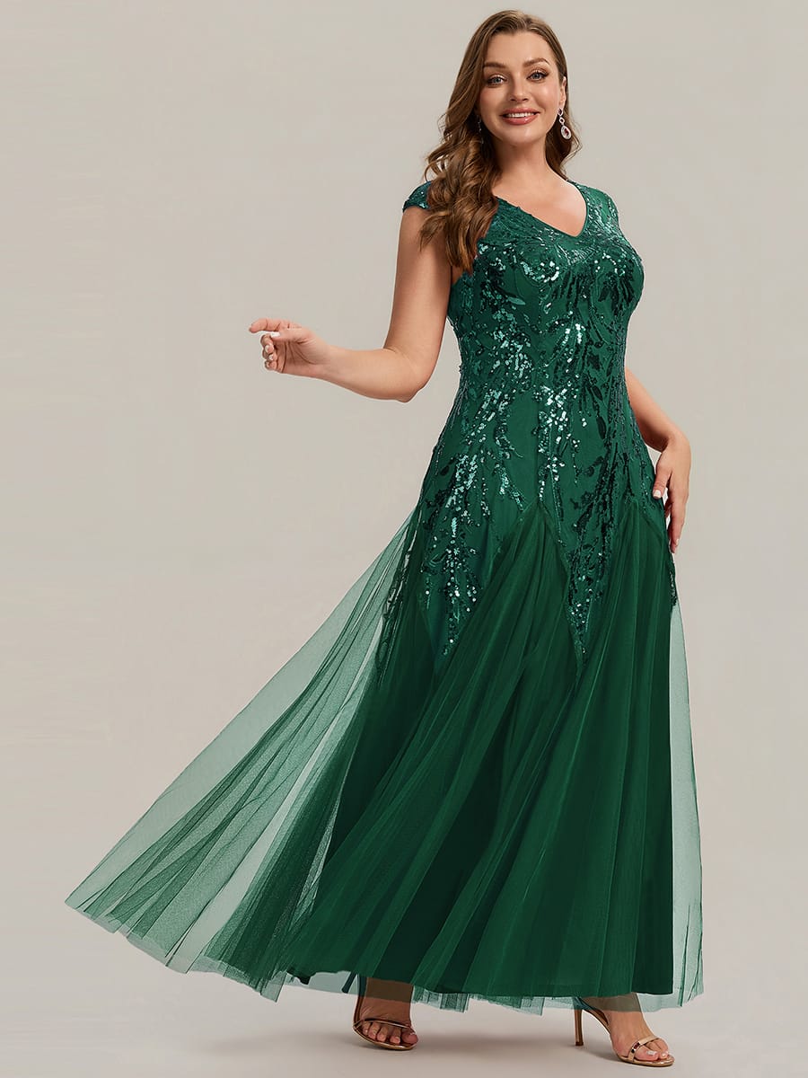 ever FREYA| Floral Sequin A Line Maxi Mother of the Bride Dress with V-Neck