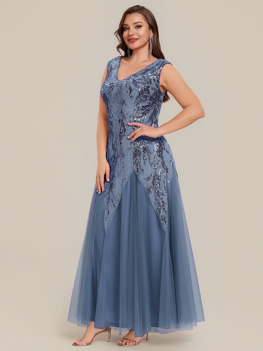 ever FREYA| Floral Sequin A Line Maxi Evening Dress with V-Neck