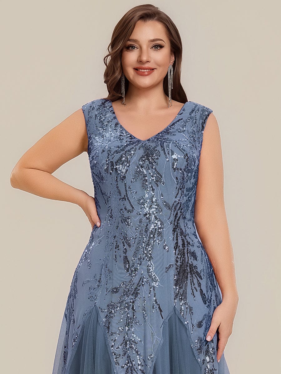 ever FREYA| Floral Sequin A Line Maxi Mother of the Bride Dress with V-Neck