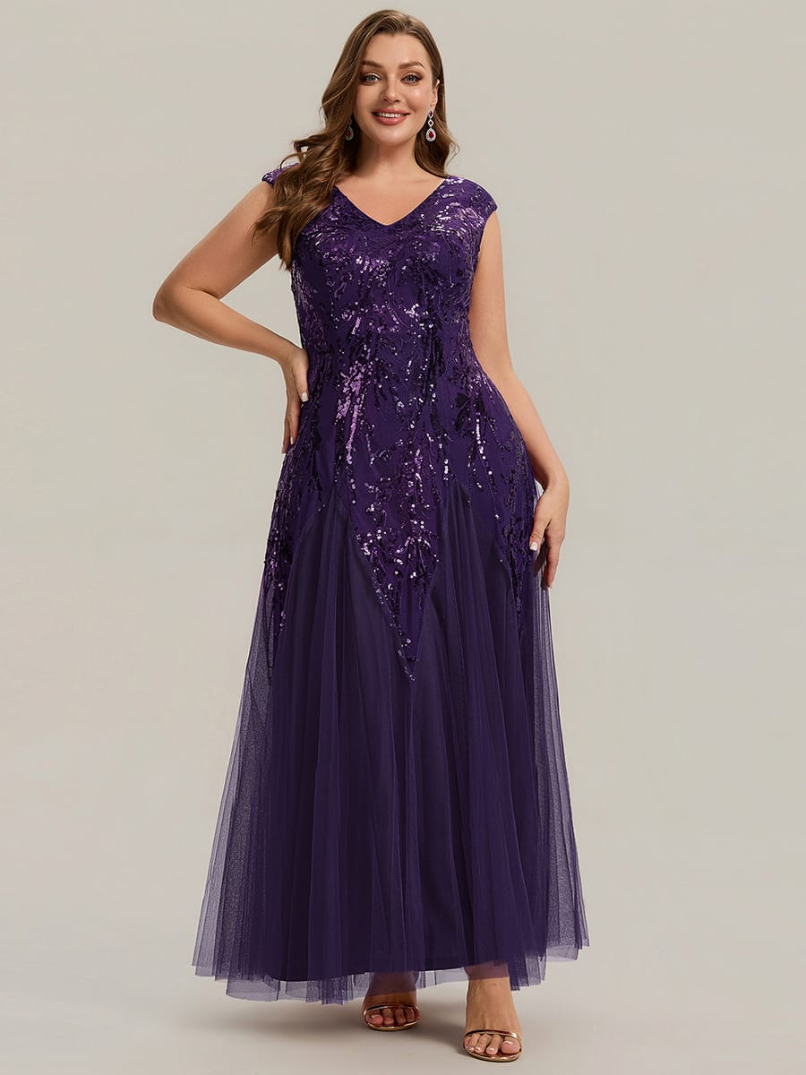 pretty FREYA|Plus Size Floral Sequin A Line Maxi Evening Dress