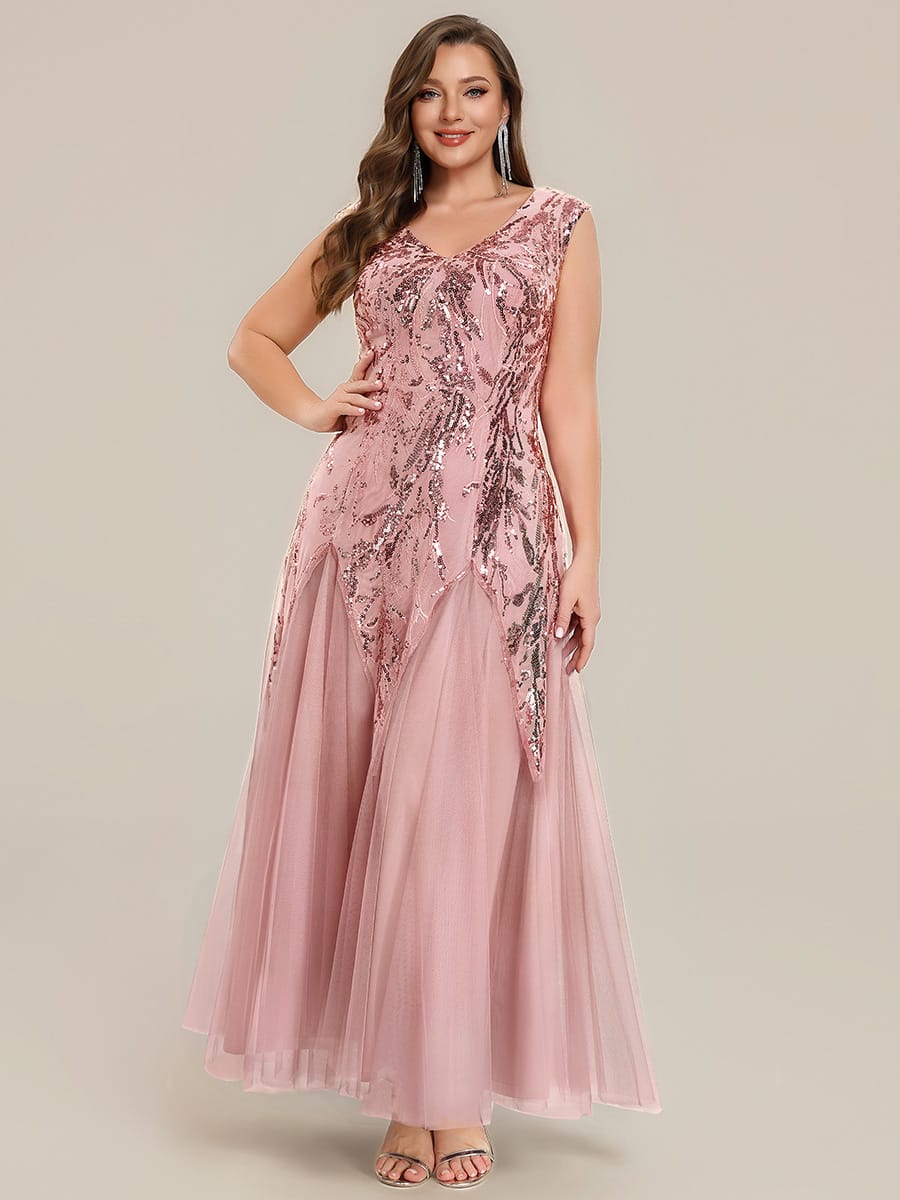 ever FREYA| Floral Sequin A Line Maxi Mother of the Bride Dress with V-Neck