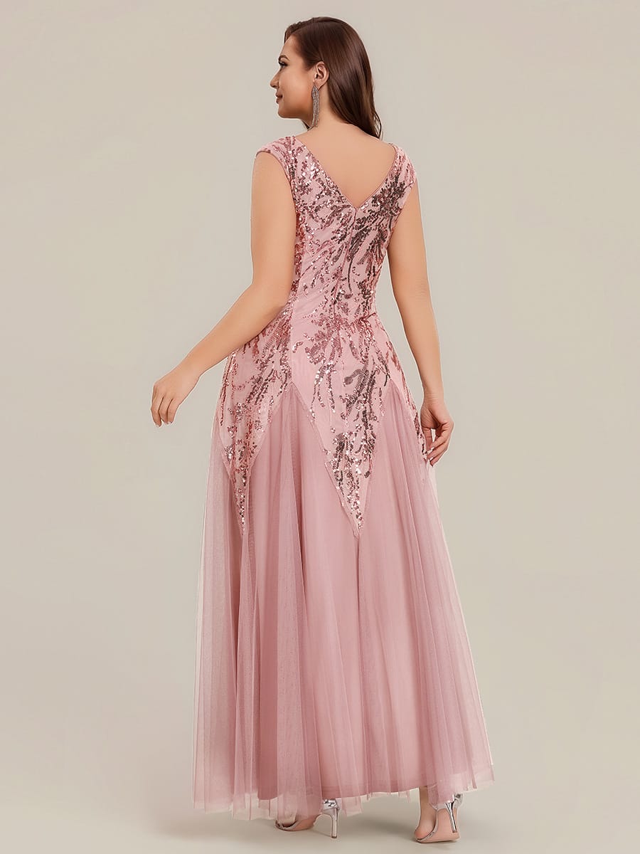 ever FREYA| Floral Sequin A Line Maxi Mother of the Bride Dress with V-Neck
