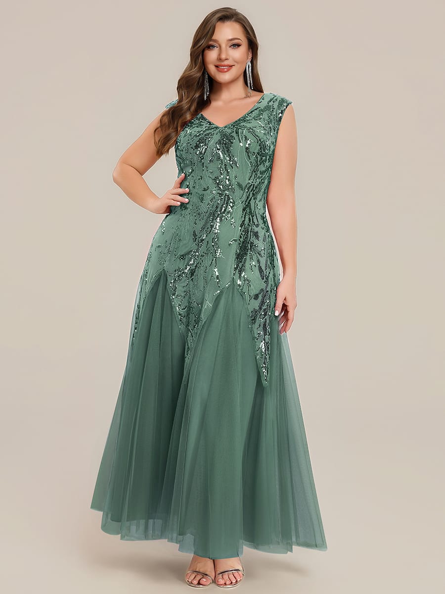 pretty FREYA|Plus Size Floral Sequin A Line Maxi Evening Dress