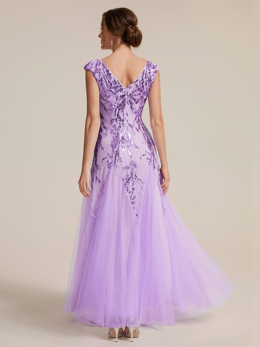 ever FREYA| Floral Sequin A Line Maxi Mother of the Bride Dress with V-Neck